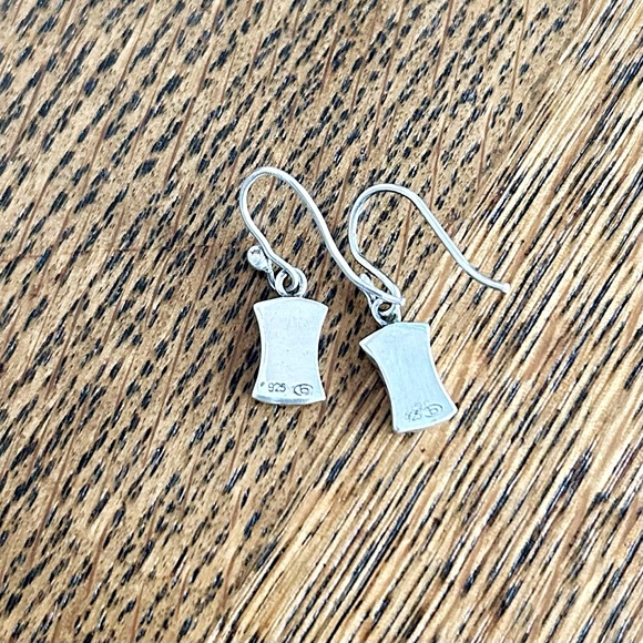 Vintage Sterling Silver Black Onyx Earrings - Picture 2 of 3